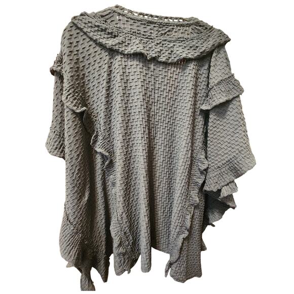 Free People Beach Size M/L Flora Tunic Ruffle button front V-neck Blue NWT - Picture 5 of 7